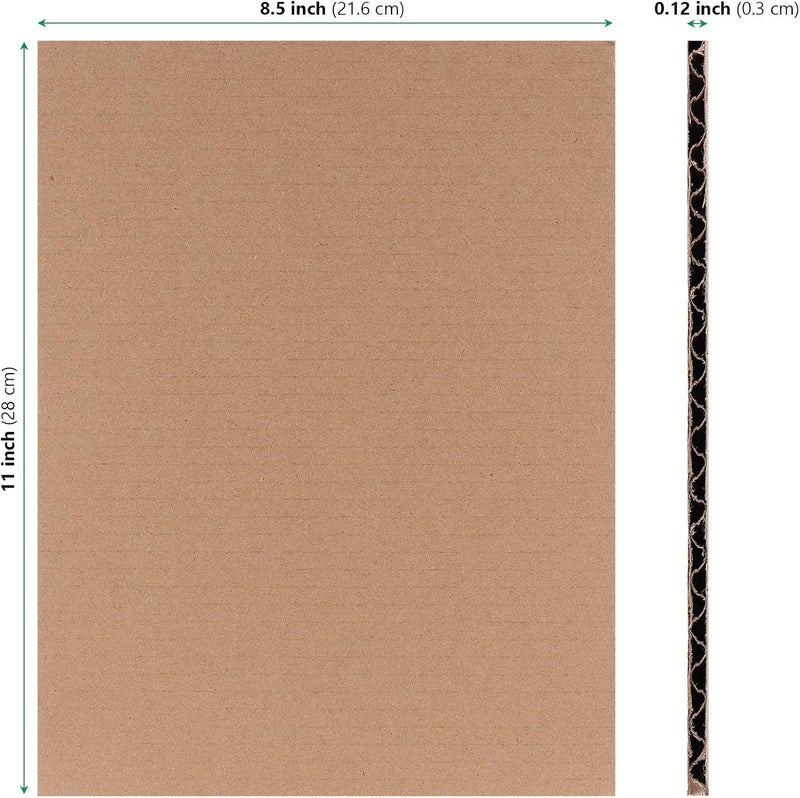 HAKZEON 50 Pack 8.5 x 11 Inch Corrugated Cardboard Sheets, Cardboard Paper, Flat Cardboard Inserts for Packaging Shipping Mailing DIY Crafts, Brown - Image 2